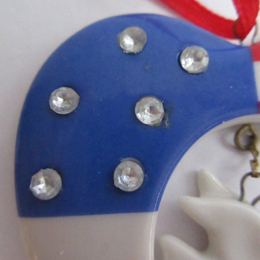 USA God Bless America Glass Christmas Ornament & Avon Patriotic Flag Lot of 4 - Picture 4 of 15